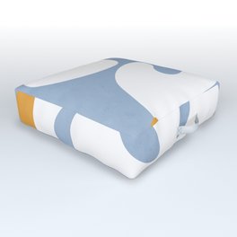 Abstract Flowers White Blue Outdoor Floor Cushion