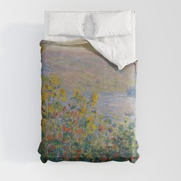 Flower Beds at Vetheuil by Claude Monet Comforter