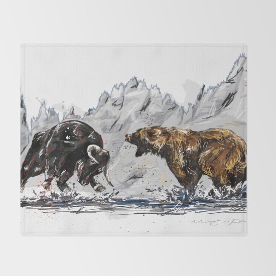 Bull And Bear Throw Blanket By Marieevepharand Society6