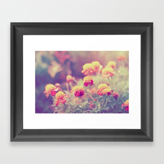 Retro Vintage style - flowers Framed Art Print