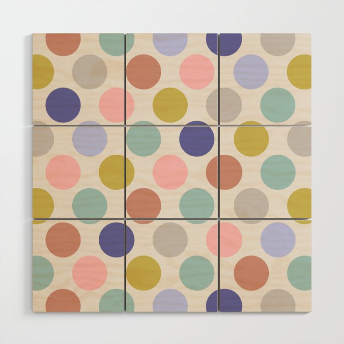 SPRING DOTSY POLKA DOT PATTERN with VERY PERI PURPLE AND PASTELS Wood Wall Art