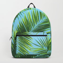 Tropical Palm Leaf Pattern 2 - Tropical Wall Art - Summer Vibes - Modern, Minimal - Green, Blue Backpack