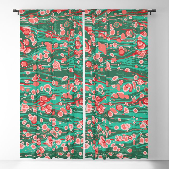 Boho bubbles pattern pink and green Blackout Curtain