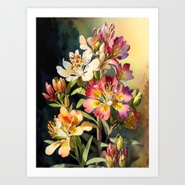 Alstroemeria Flowers Bouquet Art Print