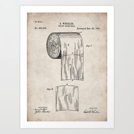 Toilet Paper Patent - Bathroom Art - Antique Art Print
