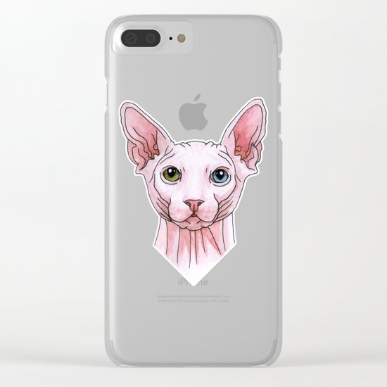 Sphynx cat portrait Clear iPhone Case