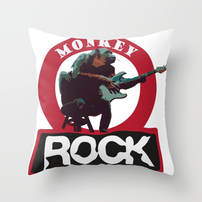 Monkey rock Throw Pillow