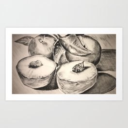Charcoaled Peaches Art Print