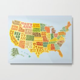 United States of America Map Metal Print