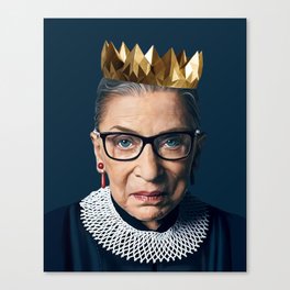 Ruth Bader Ginsburg with Gold Crown Canvas Print