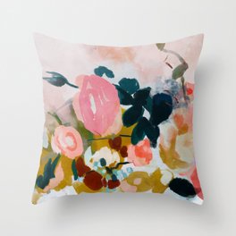 floral bloom abstract painting Throw Pillow