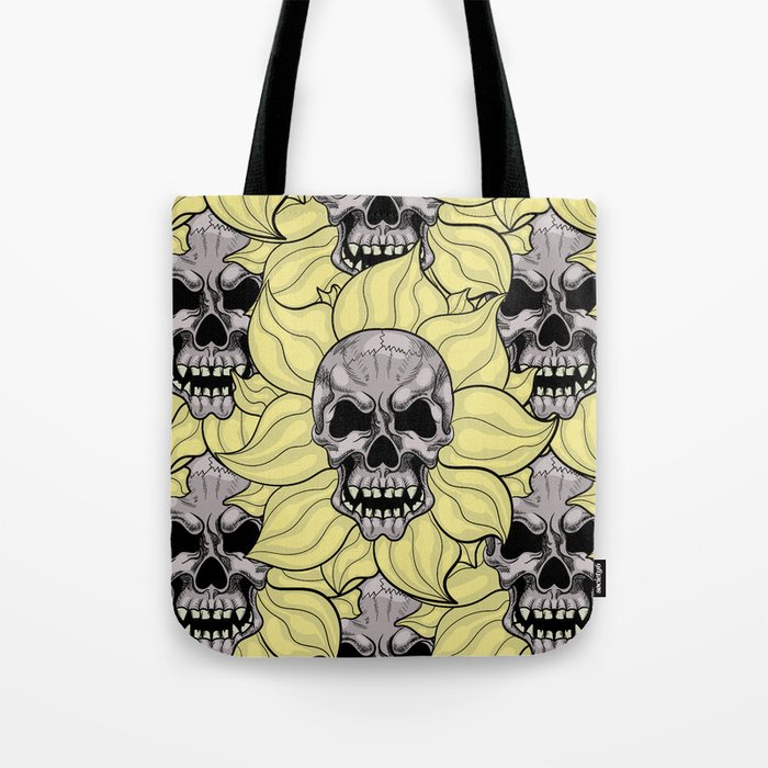 pattern with flowers skulls Tote Bag