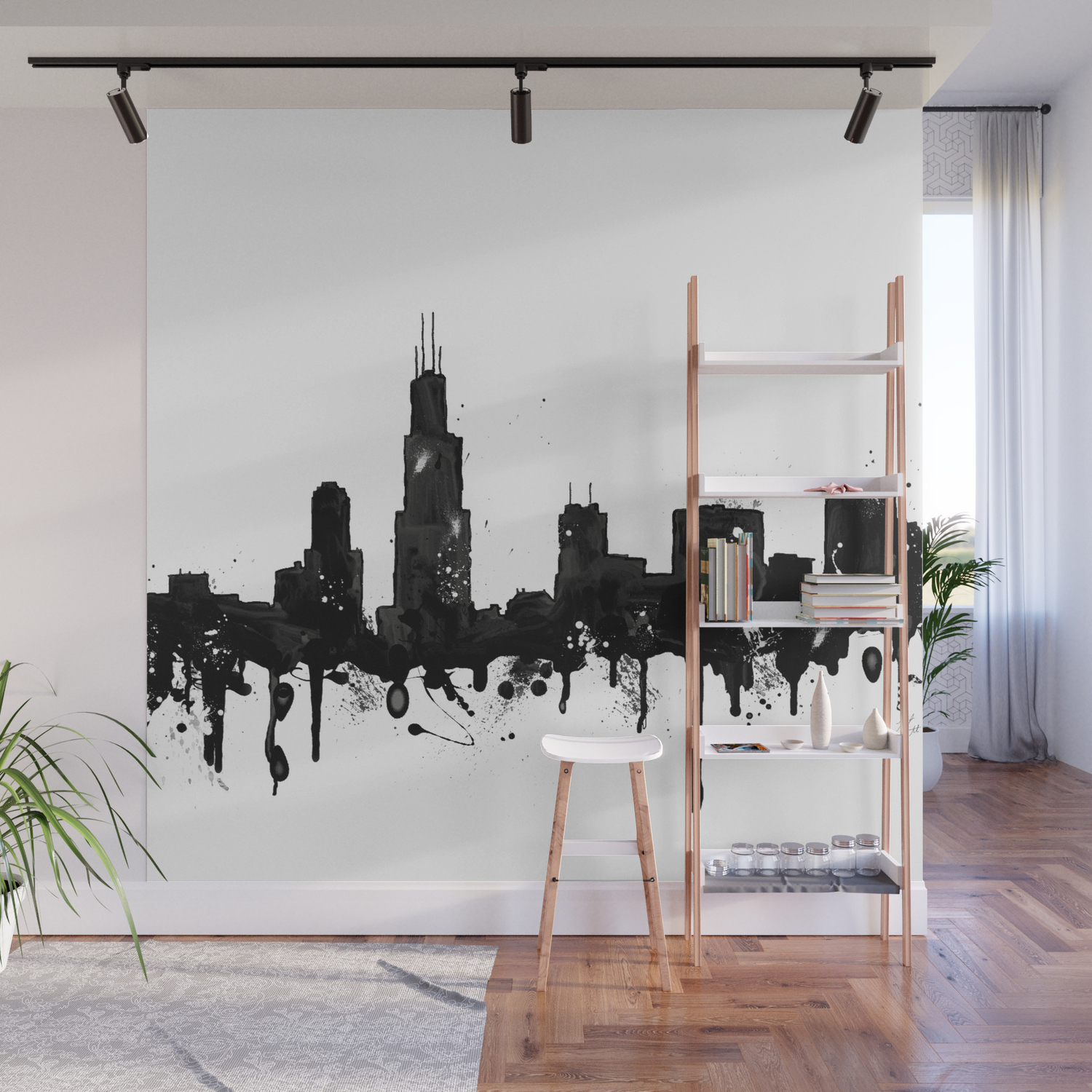 Watercolor Chicago Skyline Wall Mural By Trinitybennett Society6 Watercolor Chicago Skyline Wall Mural