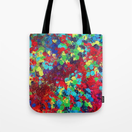 POND IN PIGMENT - Bright Bold Neon Abstract Acylic Floral Aquatic Painting Dots Pattern Trendy Gift Tote Bag