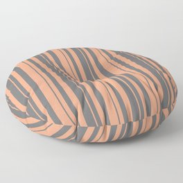[ Thumbnail: Dim Grey & Light Salmon Colored Striped Pattern Floor Pillow ]