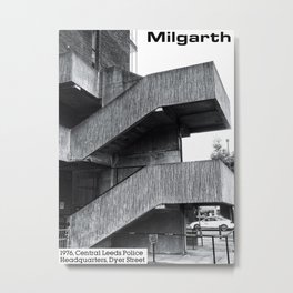 Concrete Leeds - Milgarth Police Station Metal Print | Brutalist, Graphicdesign, Urban, Concrete, Poster, Modernist, Yorkshire, Monochrome, Photo, Architecture 