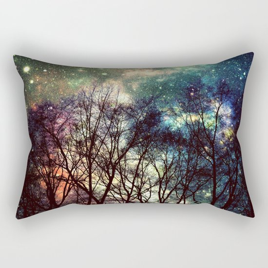 Black Trees Deeply Colorful Space Rectangular Pillow