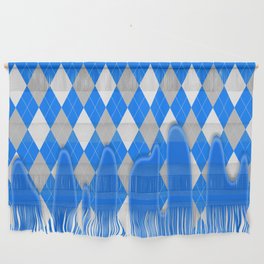 Blue Silver Plaid Dripping Collection Wall Hanging
