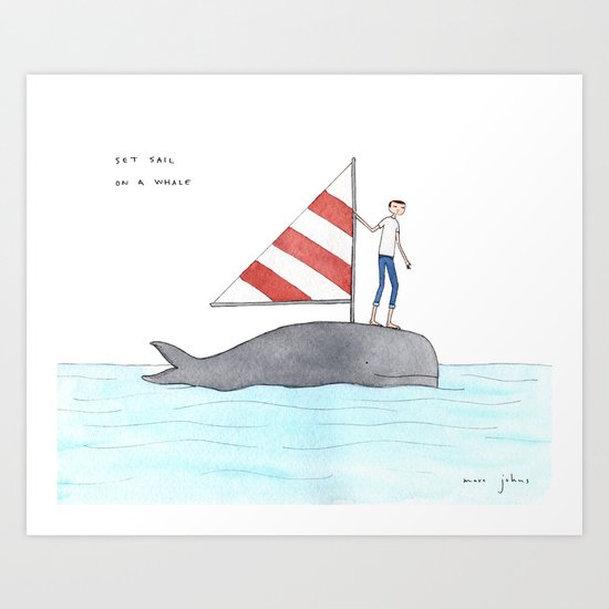 set sail on a whale Art Print