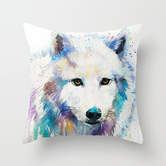 Arctic Wolf Throw Pillow