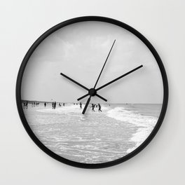 Zandvoort | Beach photography The Netherlands on a Summer day Art Print | Black and white photography Wall Clock | Black And White, Holland, Beach, People, Ocean, View, Photo, Sea, Nature, Digital 