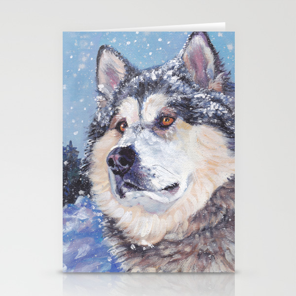Alaskan Malamute Dog Portrait Fine Art Dog Painting By L A Shepard
