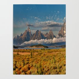 TheGrand Teton National Park in the Fall Panorama Poster