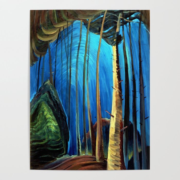 Big Sky Country, Forest Morning Blue portrait painting by Emily Carr Poster