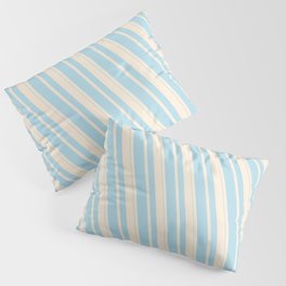 [ Thumbnail: Beige & Light Blue Colored Striped Pattern Pillow Sham ]