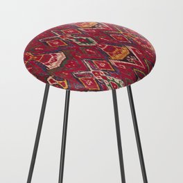 Antique Colorful Ikat Textile Counter Stool