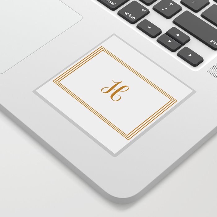 monogram letter h in golden yellow sticker by lena127 society6