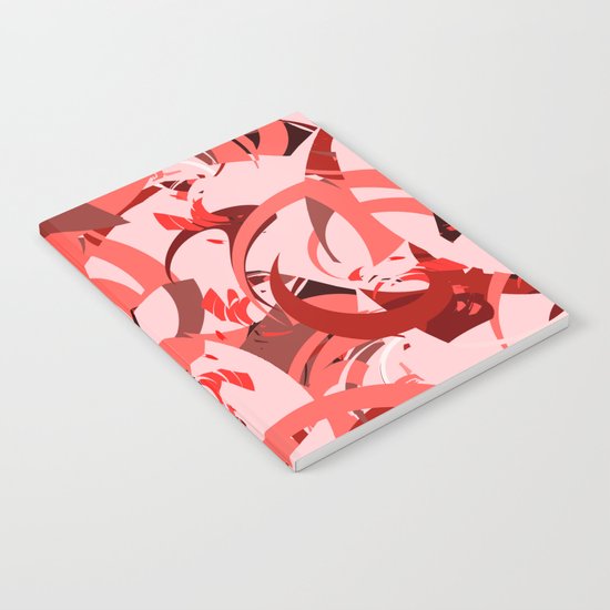 Abstract Curls - Burgundy, Coral, Pink Notebook