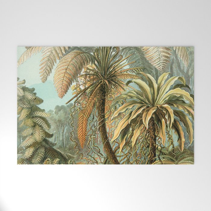 Vintage Tropical Palm Welcome Mat