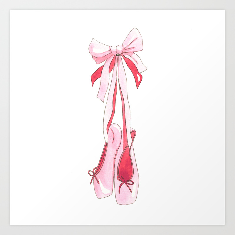Pink Ballet Slippers Art Print by 