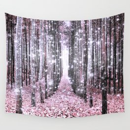 Magical Forest Pink Gray Elegance Wall Tapestry
