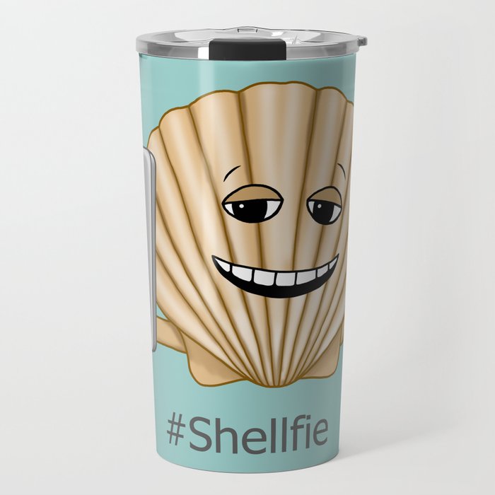 Funny Sea Shell Shellfie Smartphone Selfie Travel Mug
