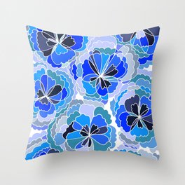 Floral Blue Throw Pillow