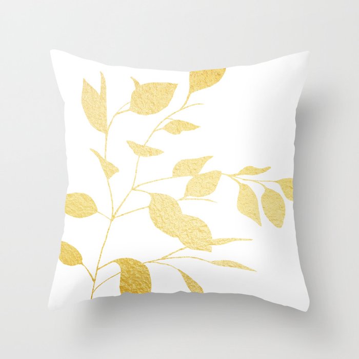 Gold Leaves Throw Pillow By Caitlinworkman Society6