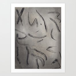 Nude brushstrokes in grey Art Print