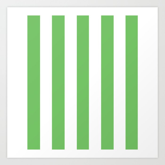 Mantis Green Solid Color White Vertical Lines Pattern Art Print Mantis Green Solid Color White Vertical Lines Pattern Art Print