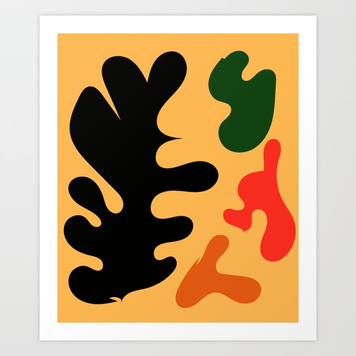 1  Matisse Cut Outs Inspired 220602 Abstract Shapes Organic Valourine Original Art Print