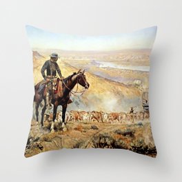 “The Wagon Boss” by Charles M Russell Throw Pillow