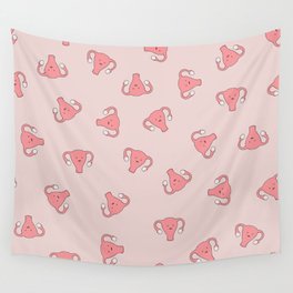 Crazy Happy Uterus in Pink, Large Wall Tapestry