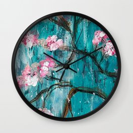 Sakura Cherry Blossoms Painting  Wall Clock