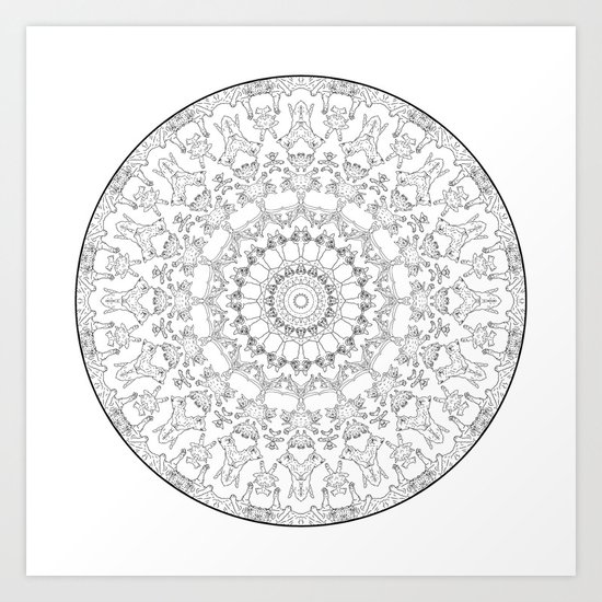 Cat Mandala Doodle Art Print