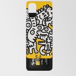 Black and White Cool Monsters Graffiti on Yellow Background Android Card Case