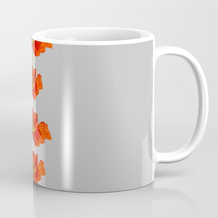 Red poppies strung out white & grey graphic Coffee Mug