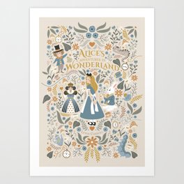 Alice in Wonderland - Beige Art Print