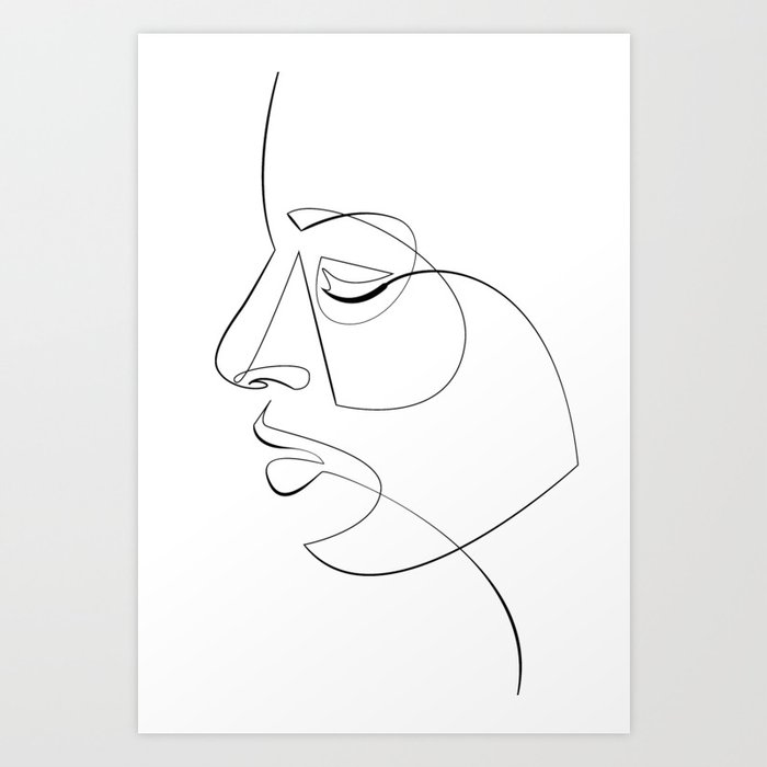 Minimalist Face Line Illustration No.3 Art Print