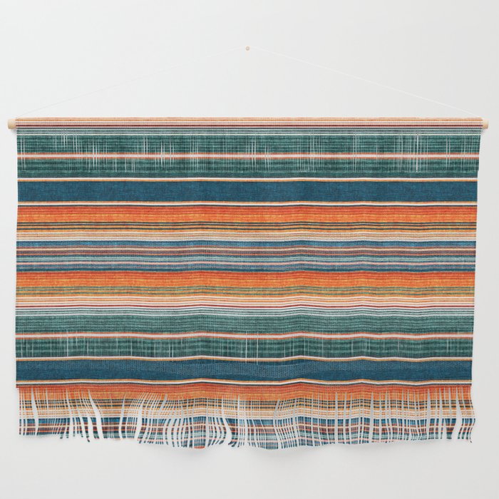 serape southwest stripe - orange & dark teal Wall Hanging